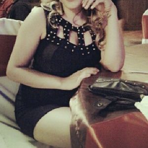 Black and gold studded mini dress